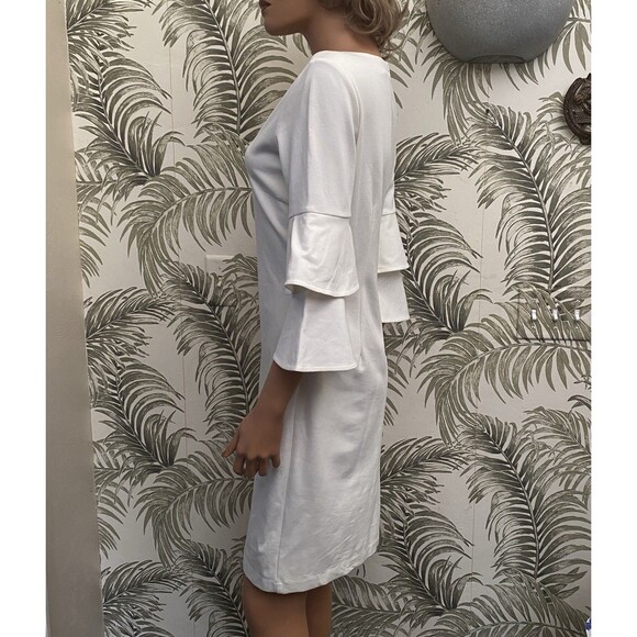 J. McLaughlin Shift Dress V Neck Bell Ruffled Sleeve Off White Size Small - Picture 7 of 14